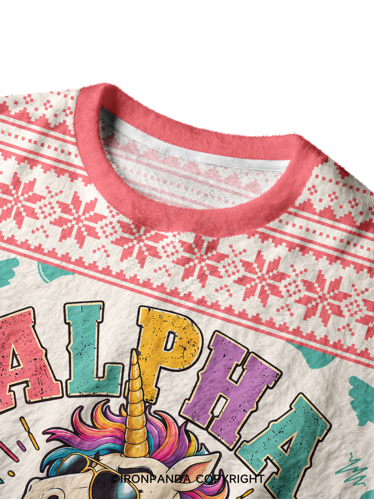 Alpha Male Unicorn Ugly Fuzzy Fleece Sweater