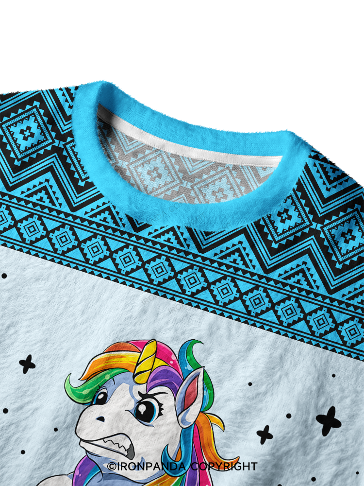 WEIGHTLIFTING UNICORN Ugly Fuzzy Fleece Sweater