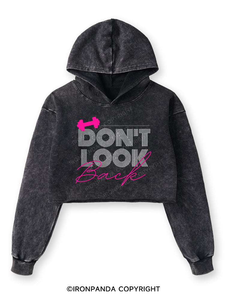 DON'T LOOK BACK GYM LIFE Washed Crop Hoodie