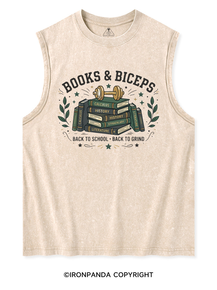 BOOKS & BICEPS BACK TO SCHOOL BACK TO GRIND Washed Tank