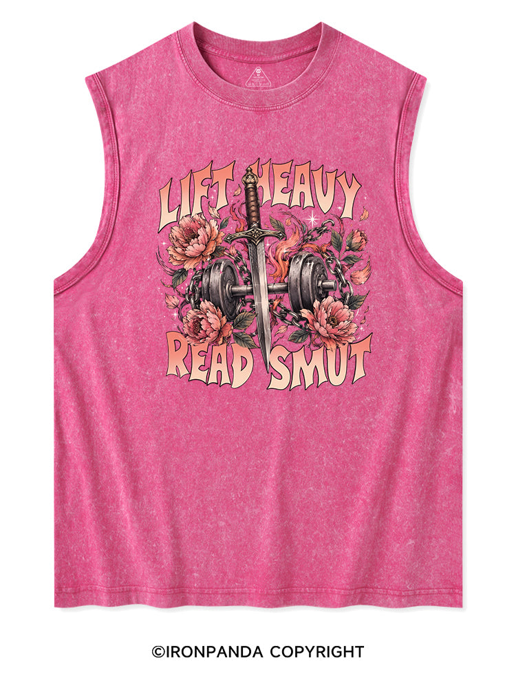 LIFT HEAVY READ SMUT WEIGHTLIFTING BOOKISH Washed Tank