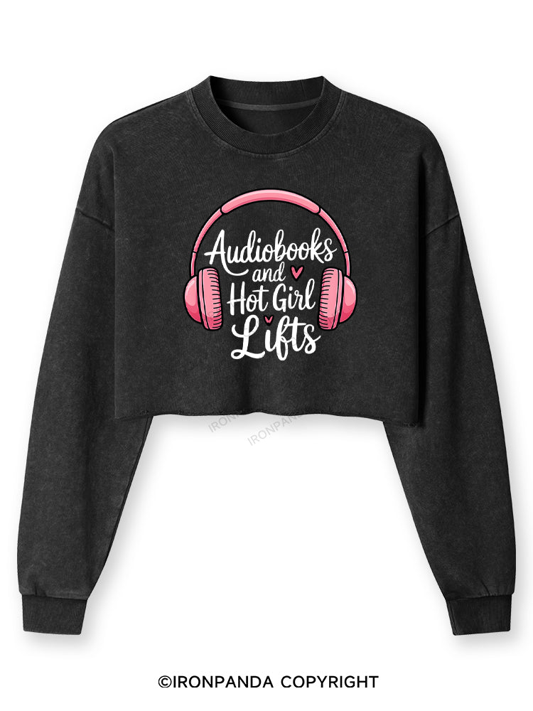 AUDIOBOOKS AND HOT GIRL LIFTS Washed Long-Sleeve Crop Top