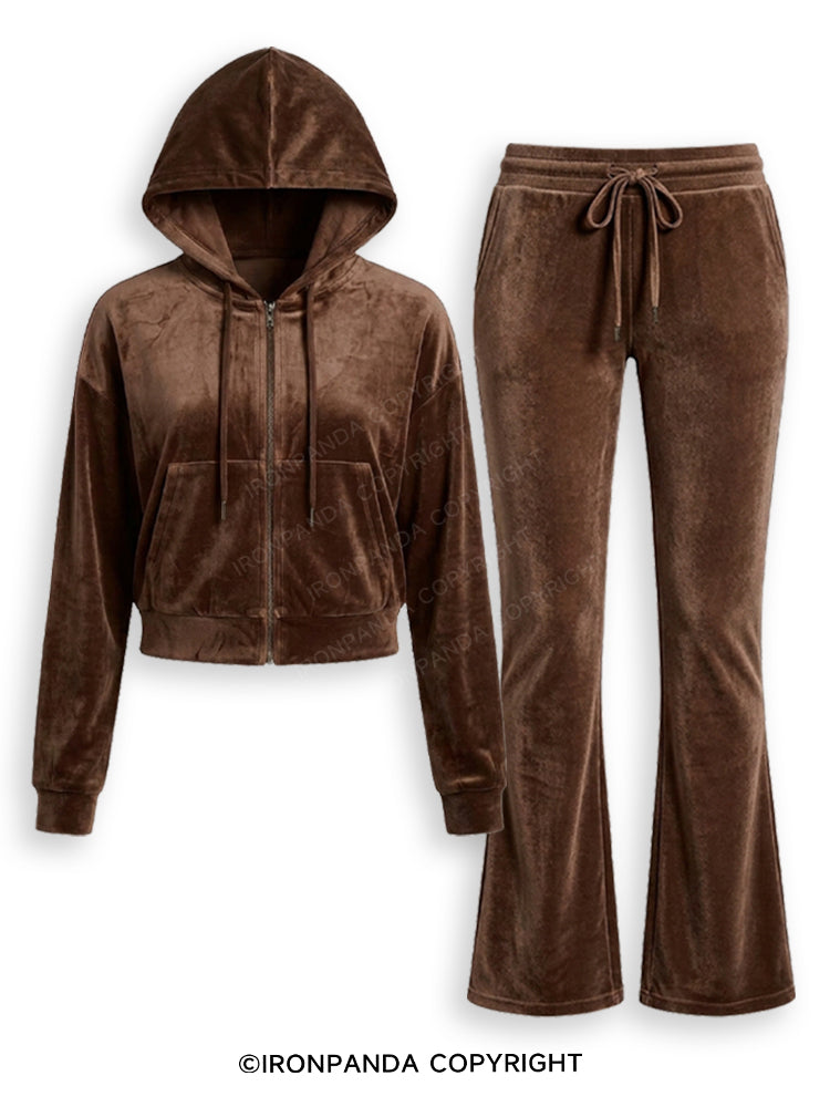 Women's Velvet Tracksuit 2 Piece Set