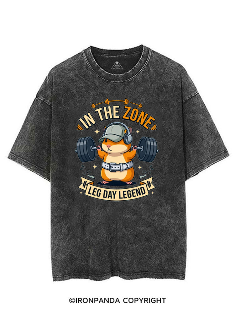 IN THE ZONE LEG DAY LEGEND HAMSTER VINTAGE GYM SHIRT