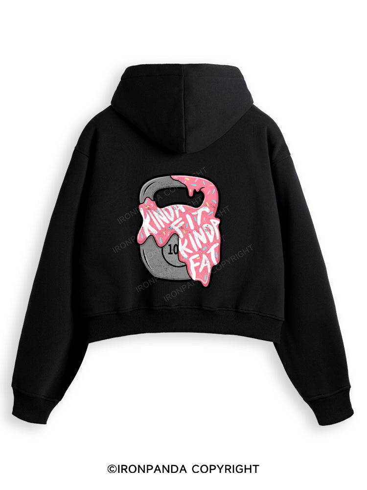 kinda fit sorta fat donut Fleece Crop Zip Up Hoodie