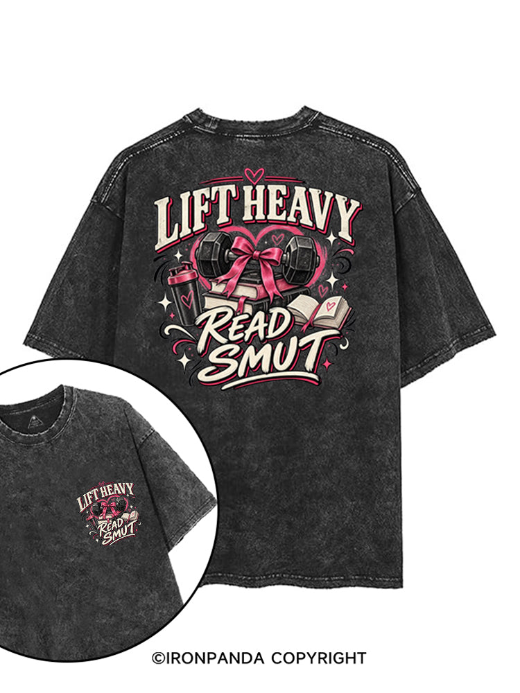 LIFT HEAVY READ SMUT GIRLY GYM READER printed Gym Shirt