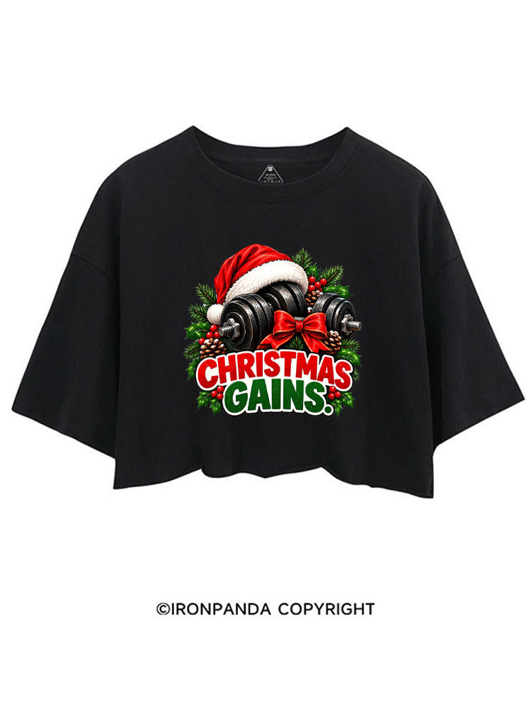 CHRISTMAS GAINS MERRY LIFTMAS CROP TOPS
