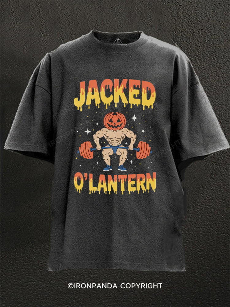 Jacked O Lantern Halloween Pumpkin Washed Gym Shirt
