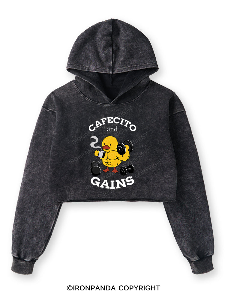 CAFECITO AND GAINS Washed Crop Hoodie