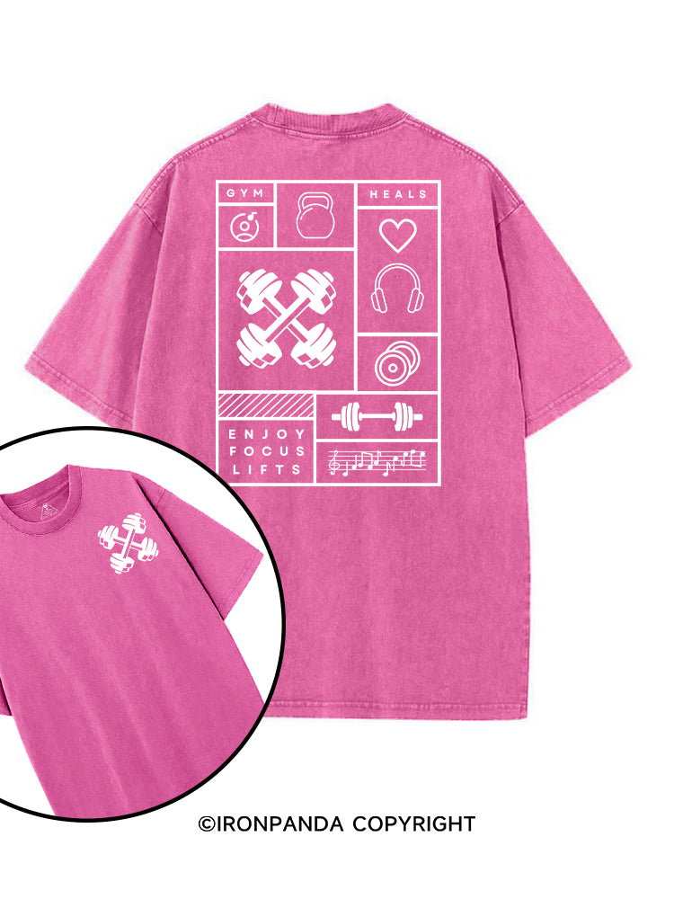 GYM HEALS ENJOY FOCUS LIFTS printed Gym Shirt