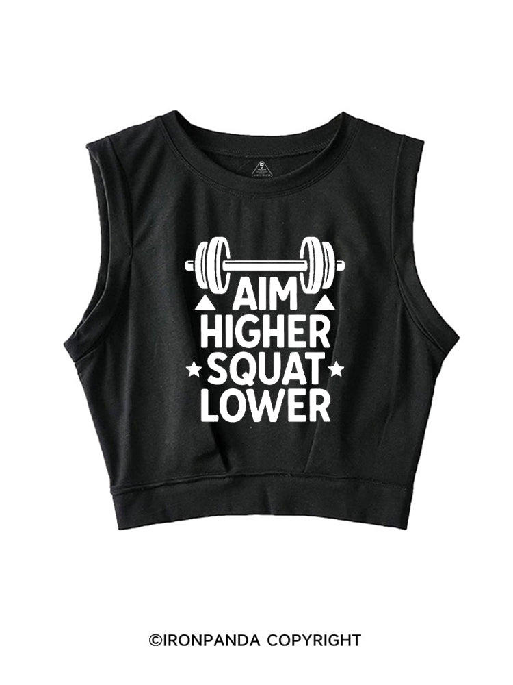 AIM HIGHER SQUAT LOWER POSITIVE GYM SLEEVELESS CROP TOPS