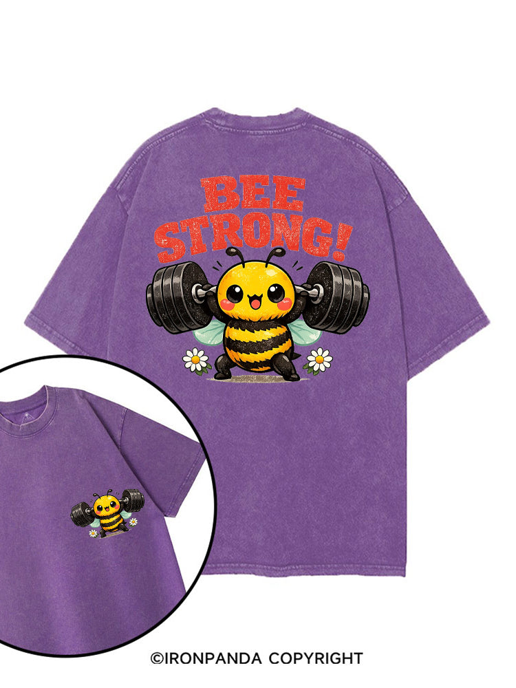 BEE STRONG CUTE FITNESS BUMBLEBEE printed Gym Shirt