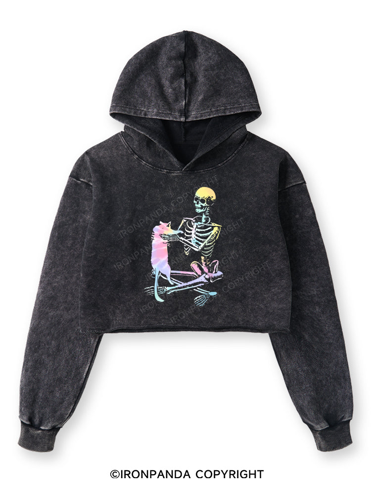 LIFT HEAVY. PET CATS Washed Crop Hoodie
