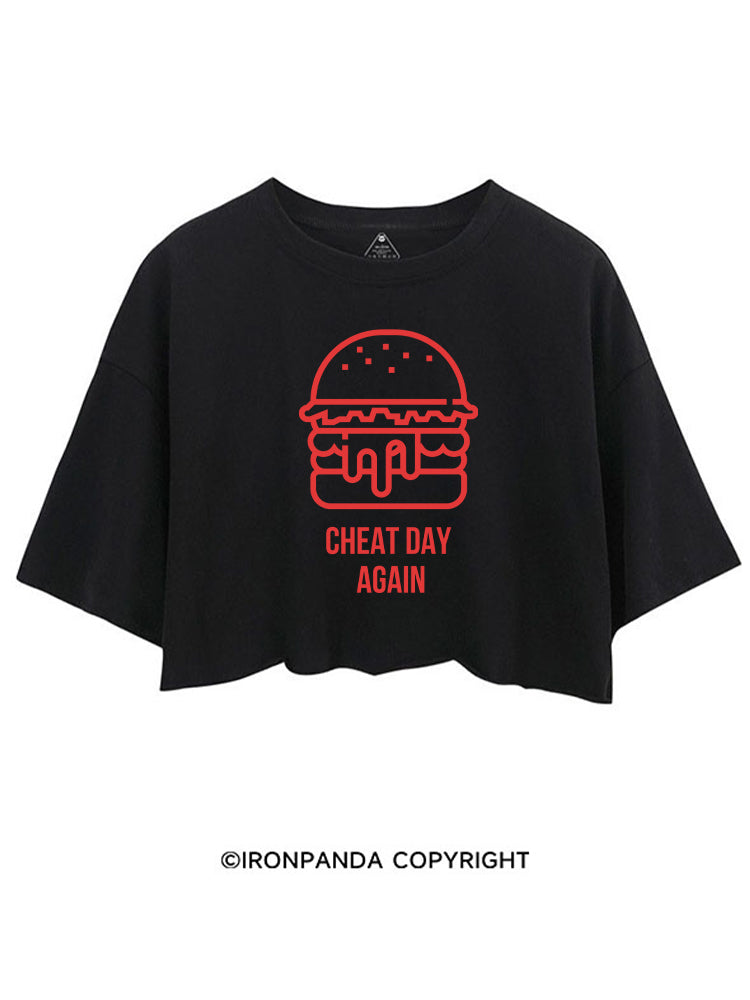 CHEAT DAY AGAIN HAMBURGER CROP TOPS
