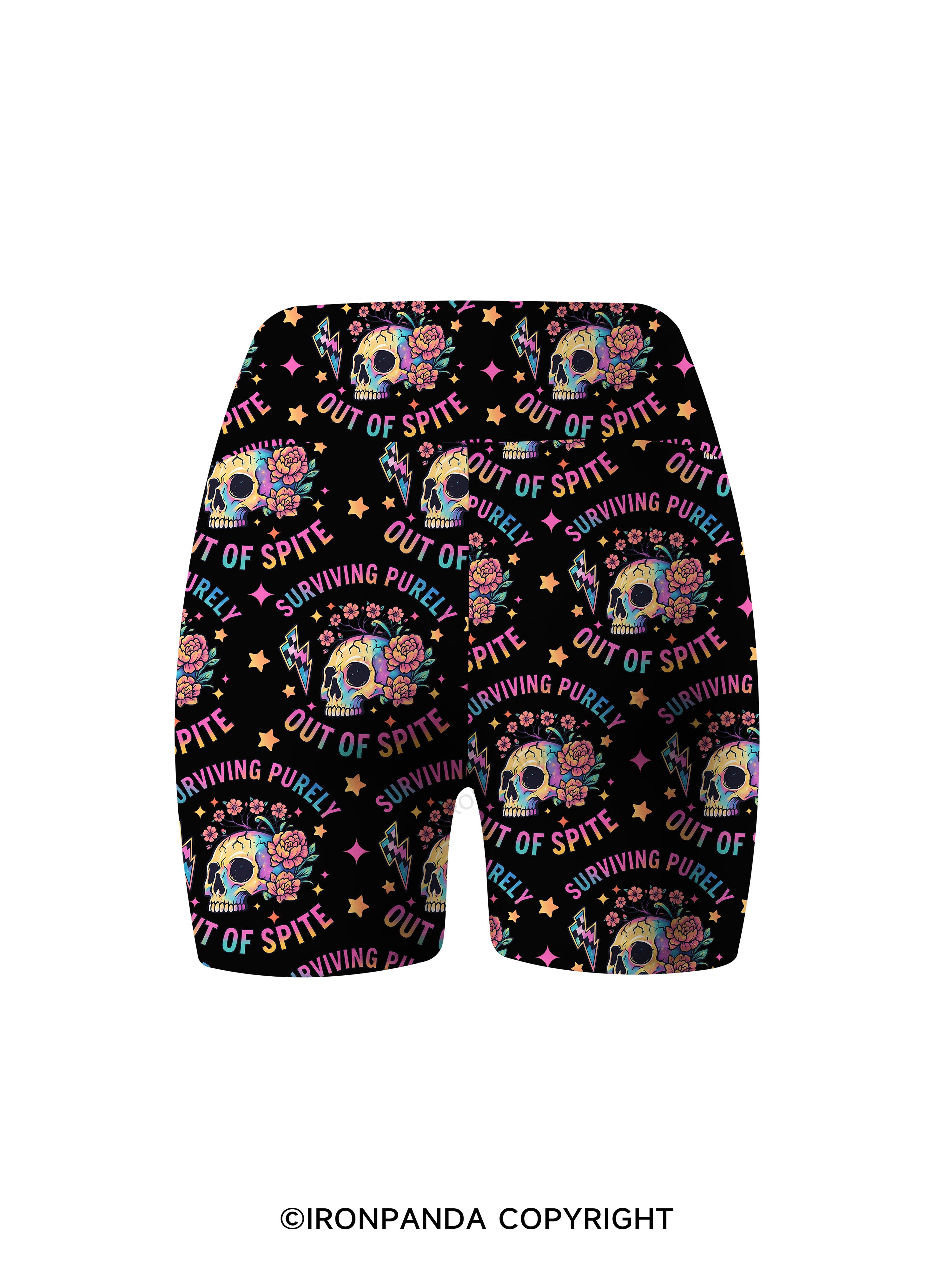 SURVIVING PURELY OUT OF SPITE SKELETON Printed Yoga Cycling Shorts