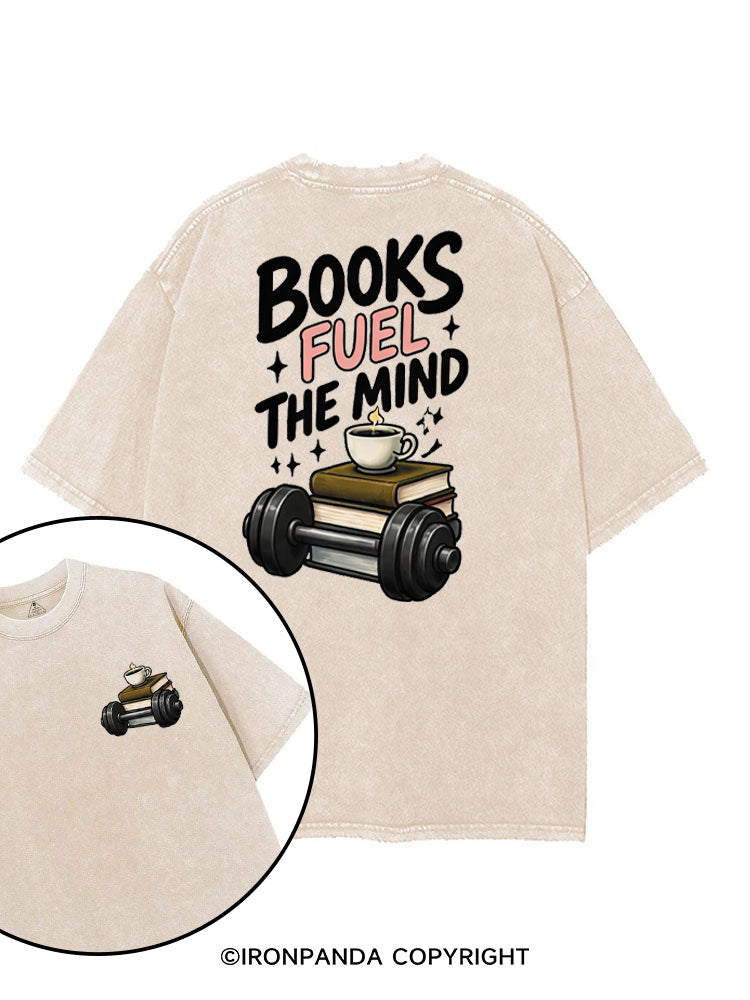 BOOKS FUEL THE MIND printed Gym Shirt