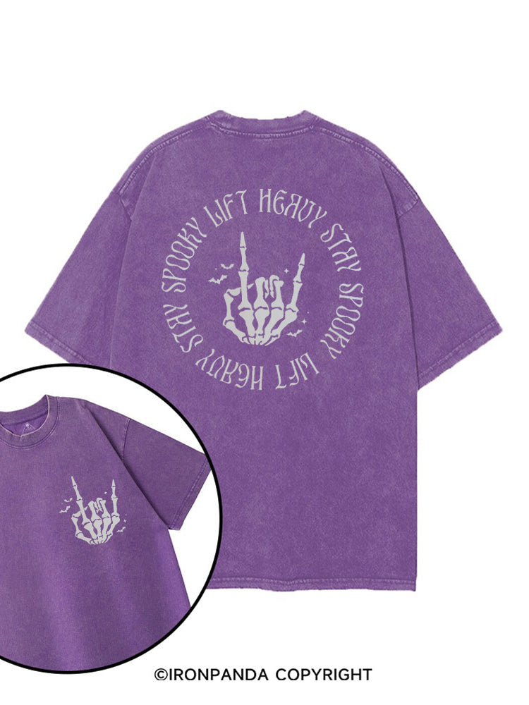LIFT HEAVY STAY SPOOKY printed Gym Shirt
