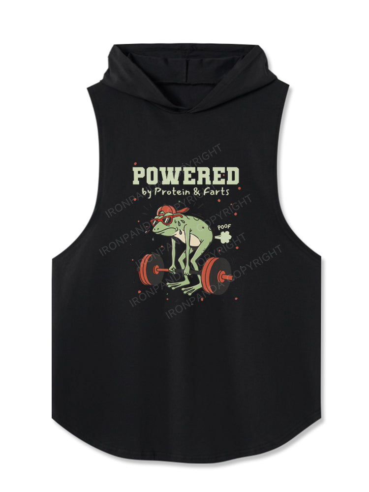 Funny Gym Frog Powered by Protein and Farts Hooded Tank