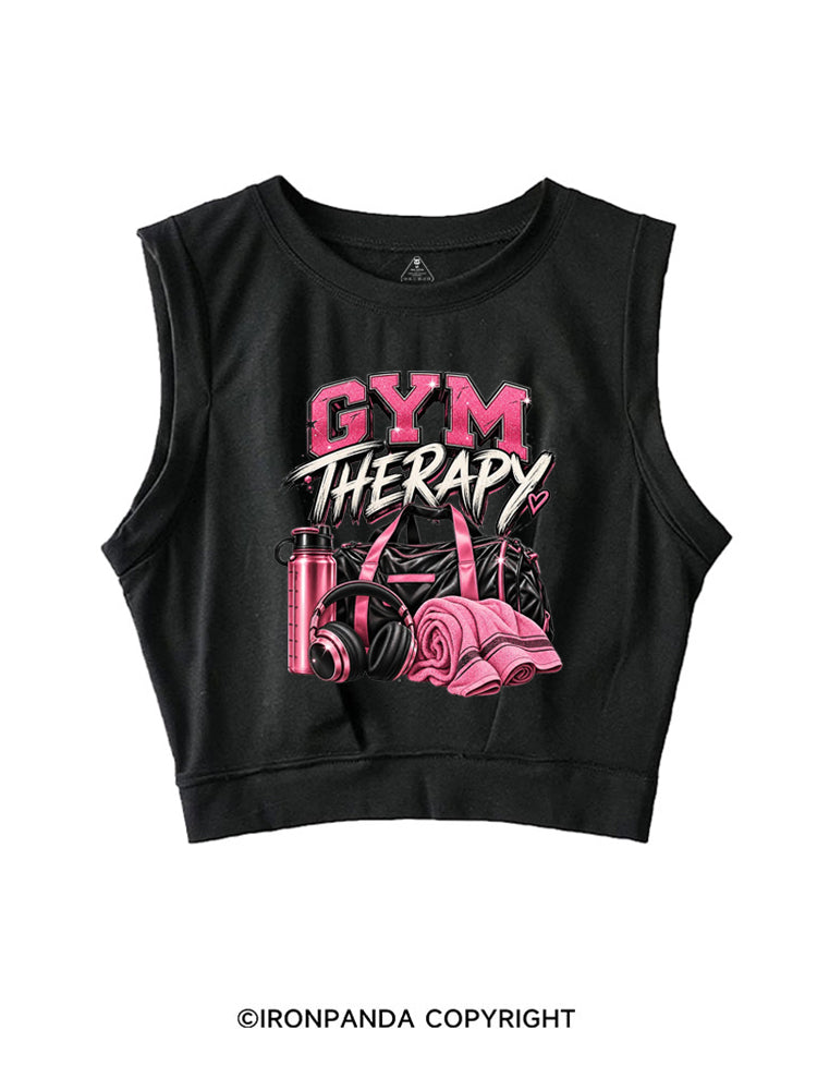 GYM THERAPY PINK FITNESS SLEEVELESS CROP TOPS