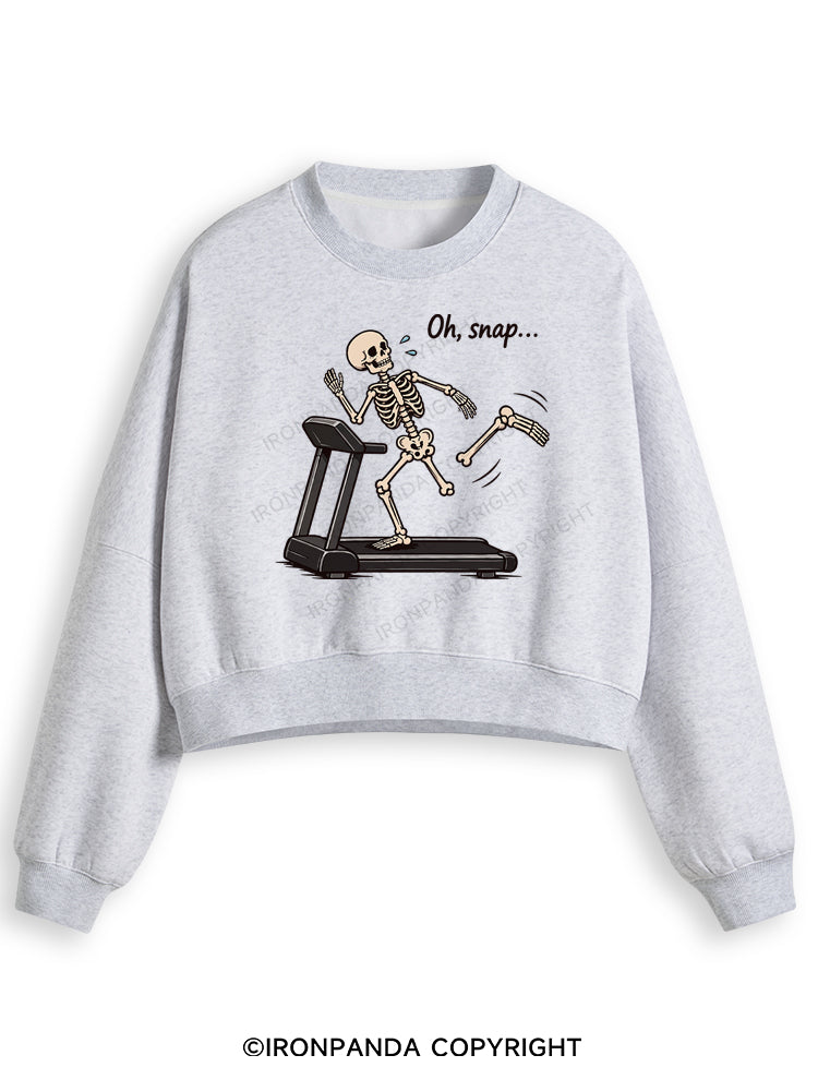 Oh Snap Funny Skeleton Fleece Crop Sweatshirt