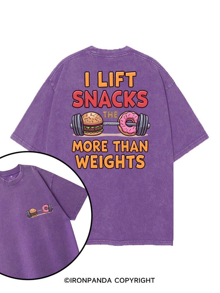 I LIFT SNACKS MORE THAN WEIGHTS printed Gym Shirt