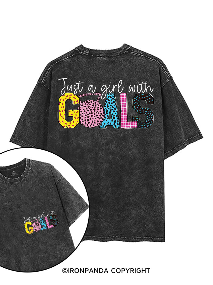 JUST A GIRL WITH GOALS COLORFUL GYM printed Gym Shirt