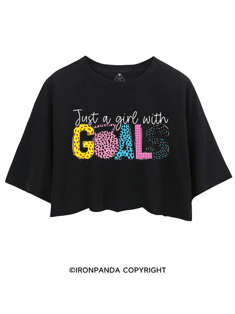 JUST A GIRL WITH GOALS COLORFUL GYM CROP TOPS