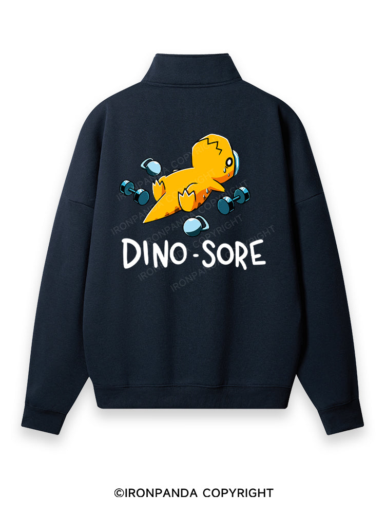 DINO SORE Back Printed Quarter-Zip Fleece Sweatshirt