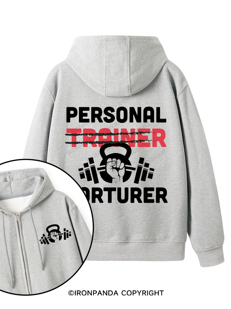Personal Trainer torturer Double-Sided Printed Fleece Zip Up Hoodie