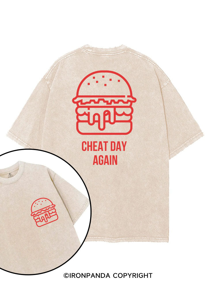CHEAT DAY AGAIN HAMBURGER printed Gym Shirt