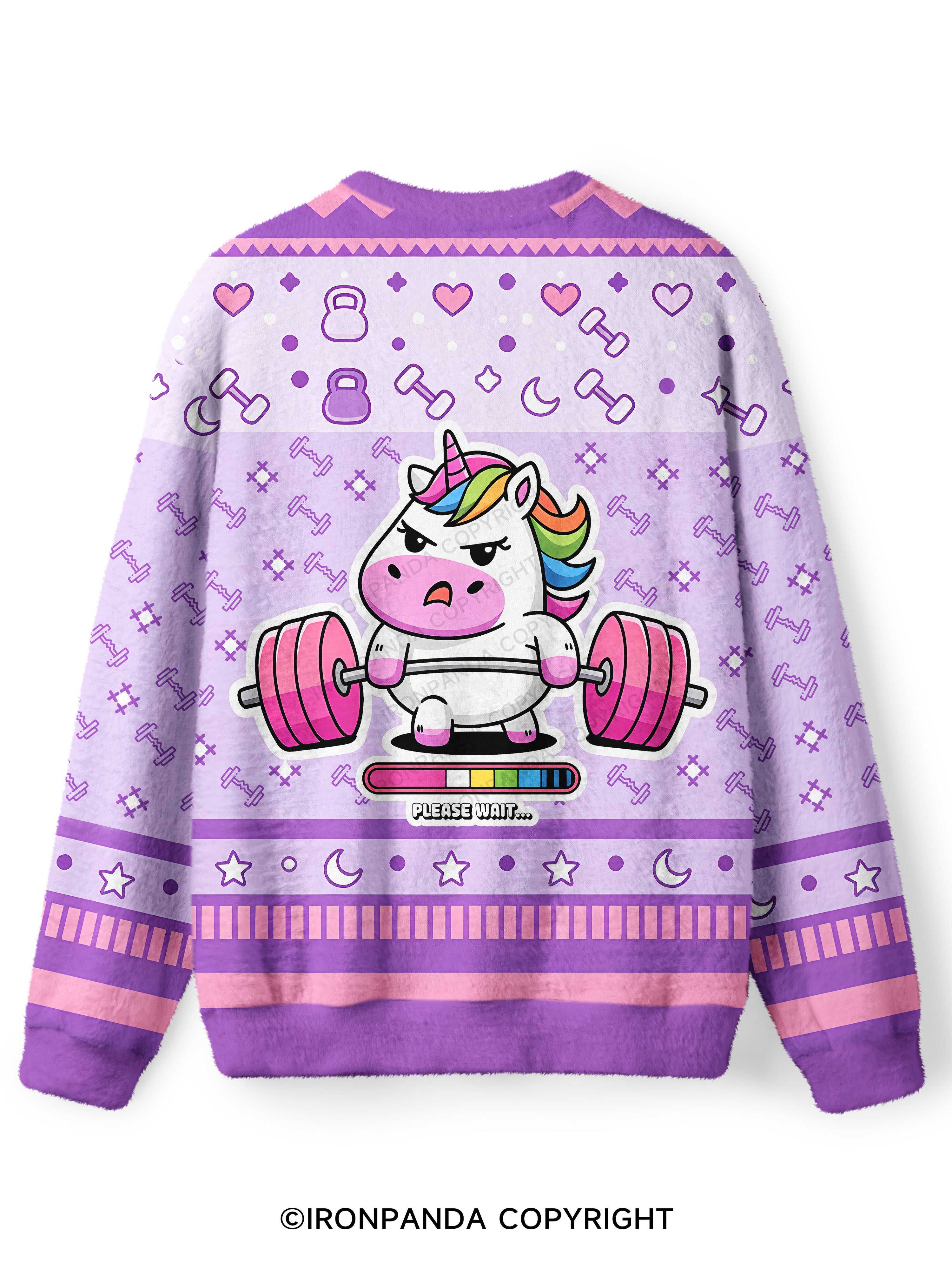 installing muscles gym unicorn Ugly Fuzzy Fleece Sweater