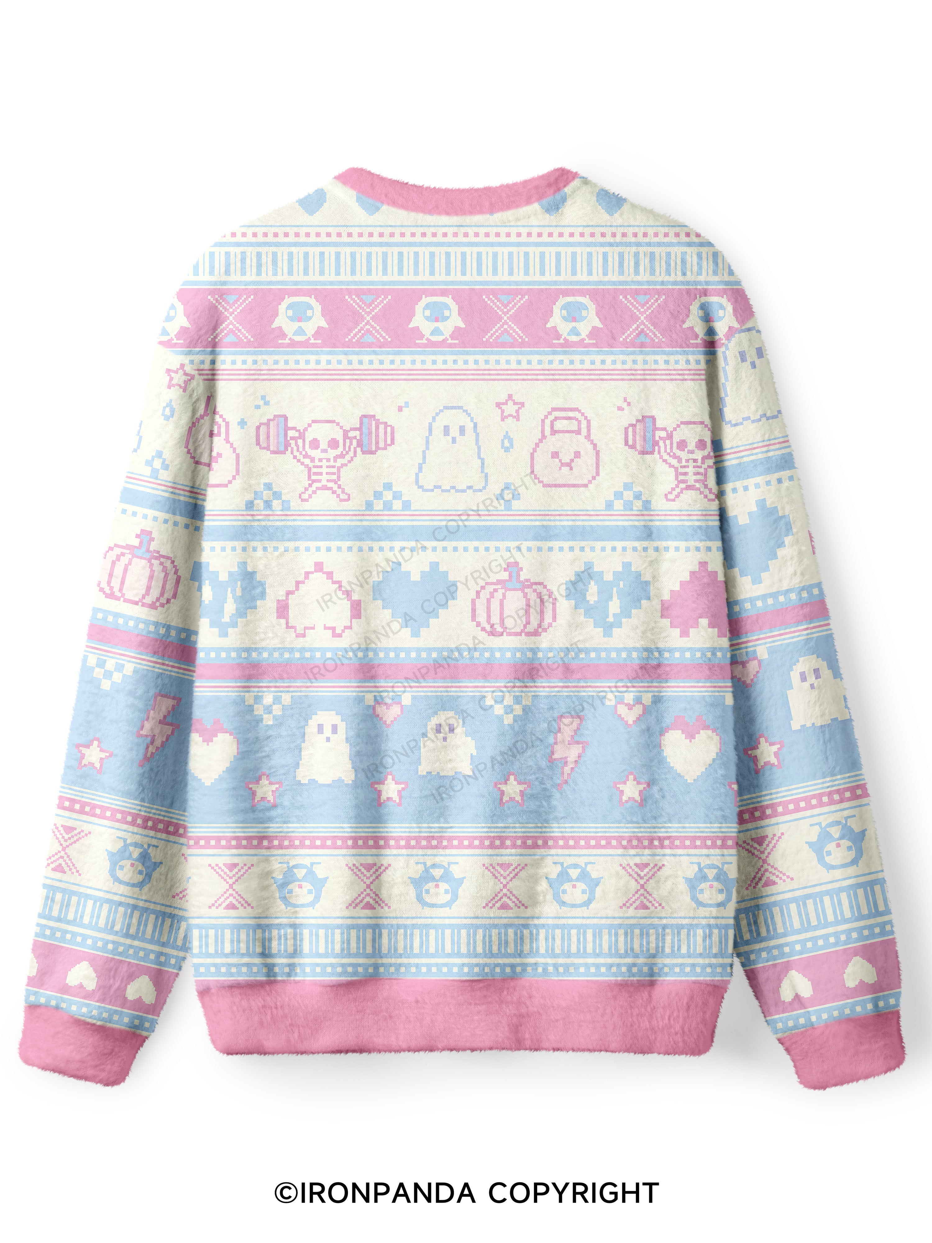 MATCHA & DUMBBELLS MATCHA GYM LOVER Ugly Fuzzy Fleece Sweater