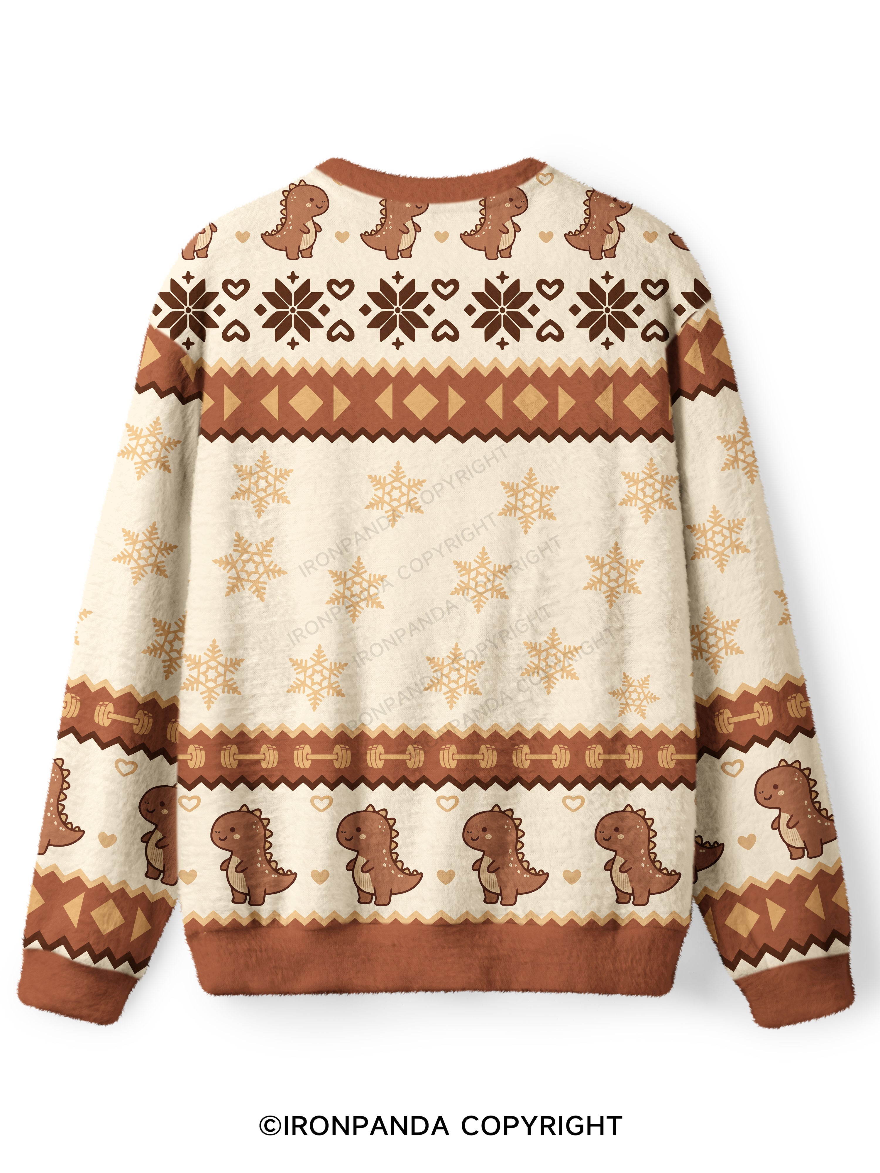 Dino-Sore Lifter Workout Ugly Fuzzy Fleece Sweater