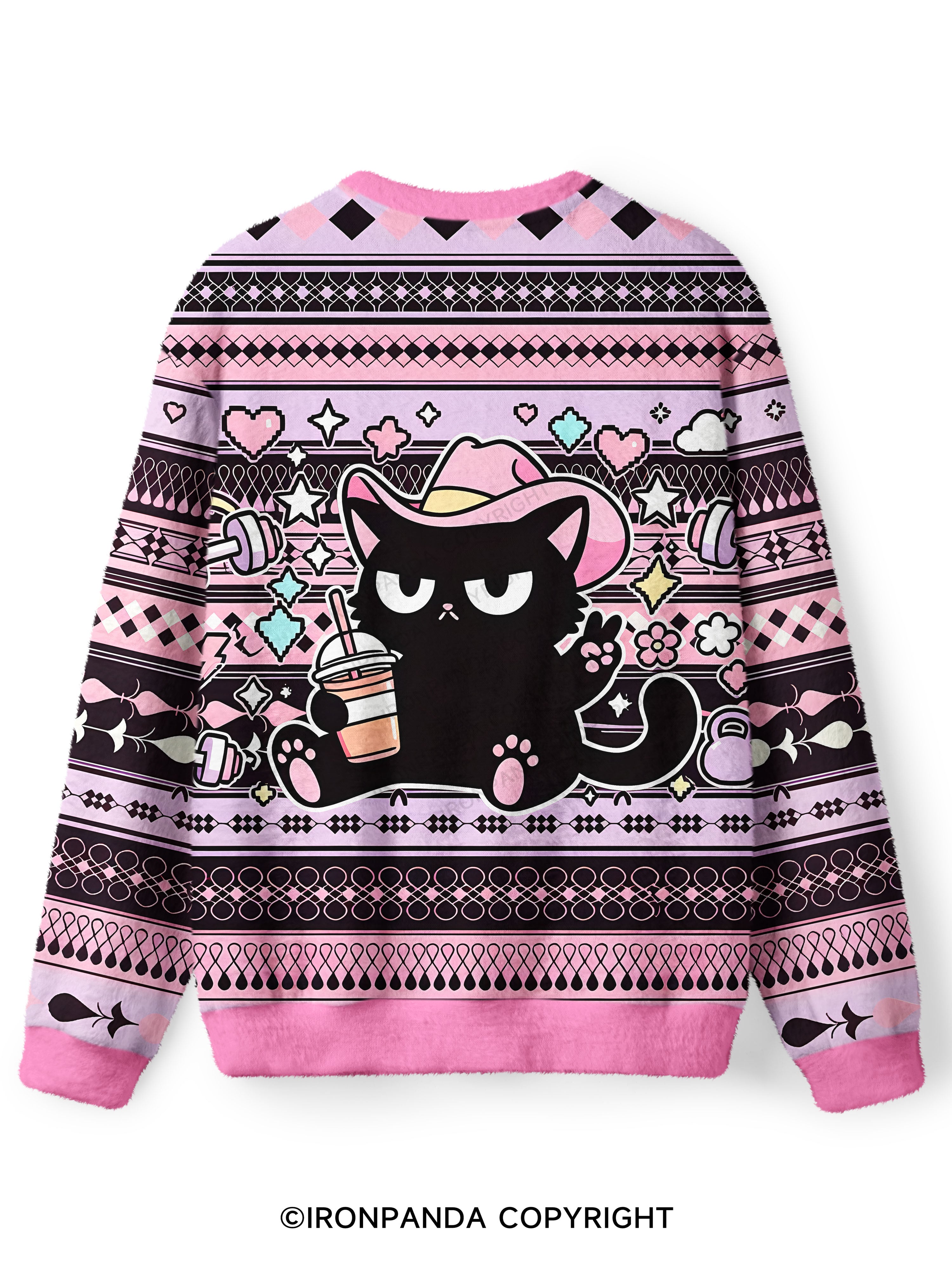 Let's Do This Before My Anxiety Kicks in Cat Ugly Fuzzy Fleece Sweater