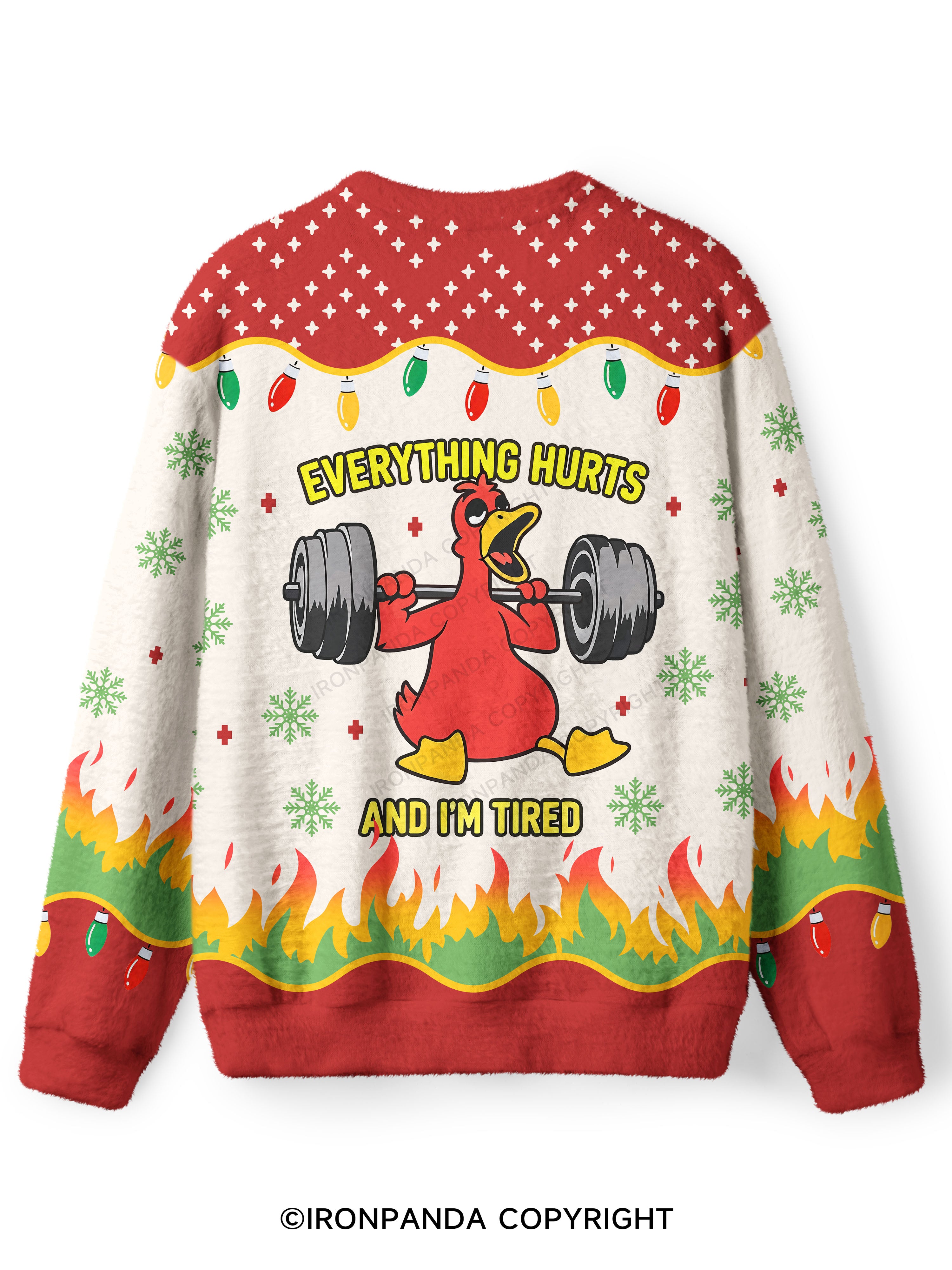 Everthing Hurts And I'm Tired Weightlifting Duck Ugly Fuzzy Fleece Sweater
