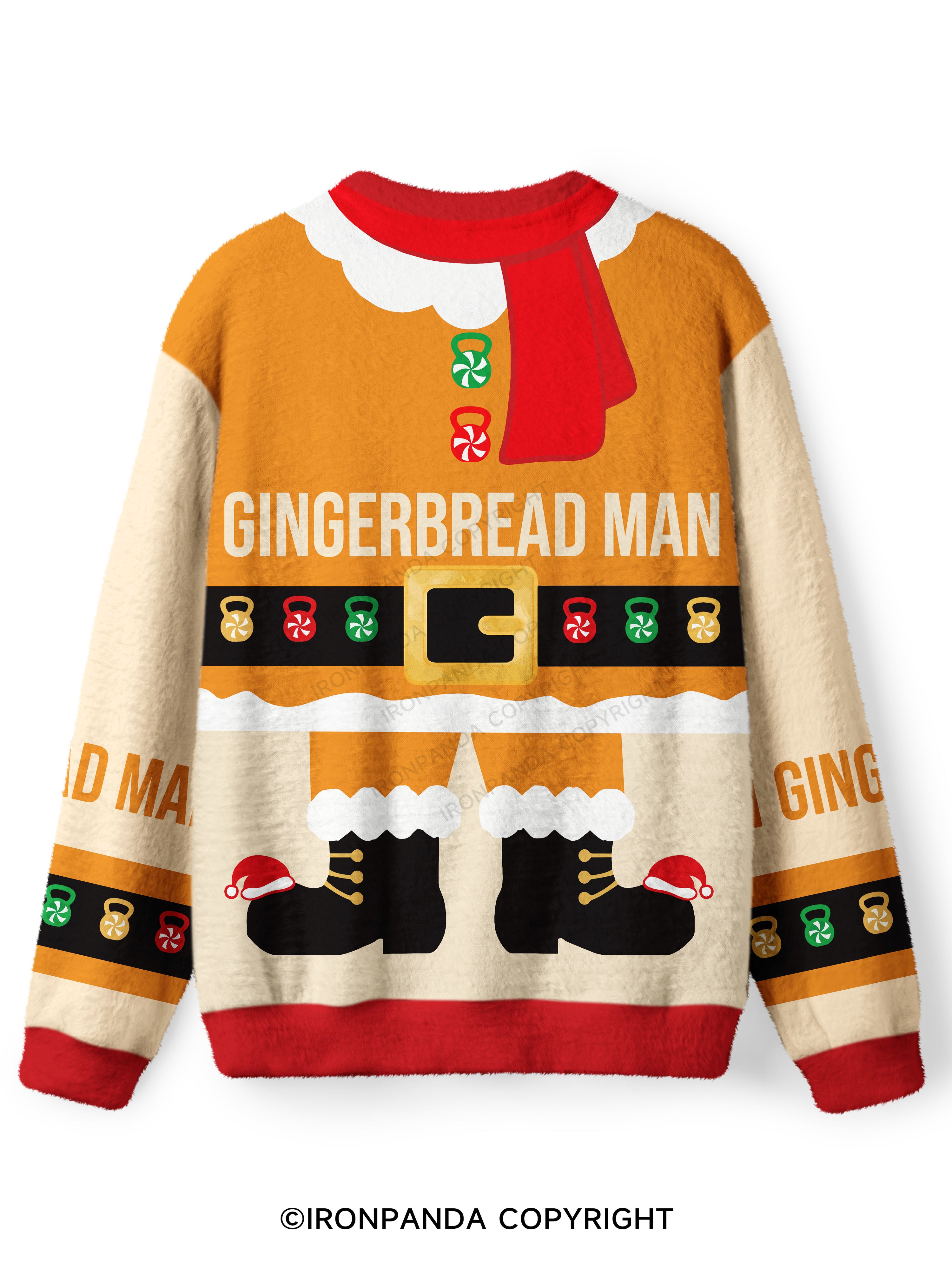 GINGERBREAD MAN Ugly Fuzzy Fleece Sweater