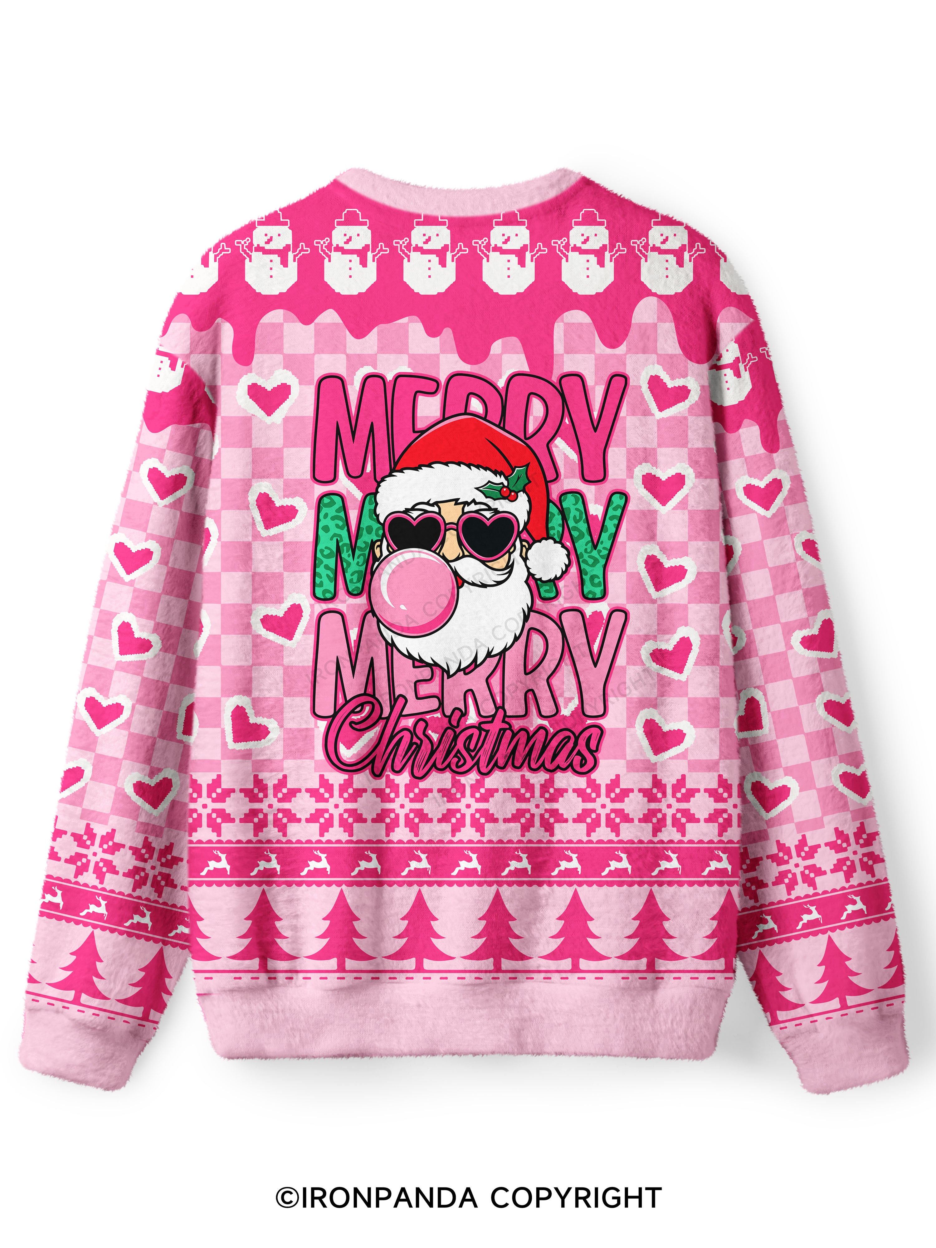 MERRY MERRY MERRY CHRISTMAS Ugly Fuzzy Fleece Sweater
