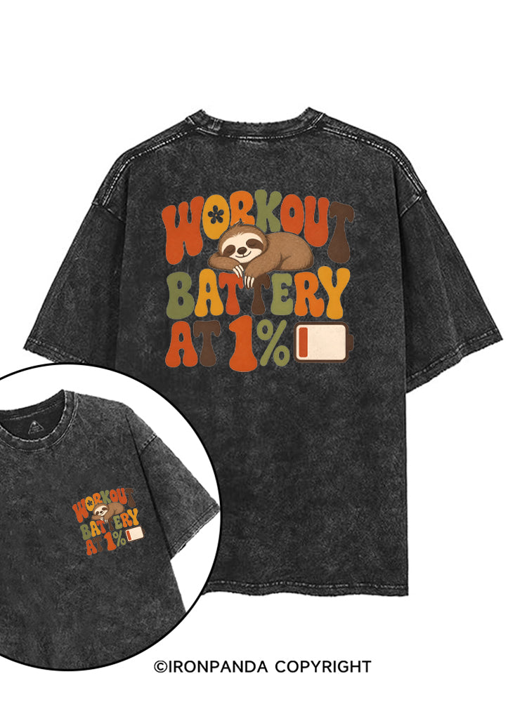 WORKOUT BATTERY AT 1% SLOTH printed Gym Shirt