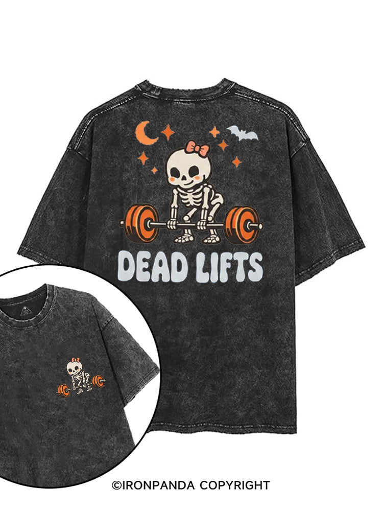 DEAD LIFTS SKELETON HALLOWEEN printed Gym Shirt