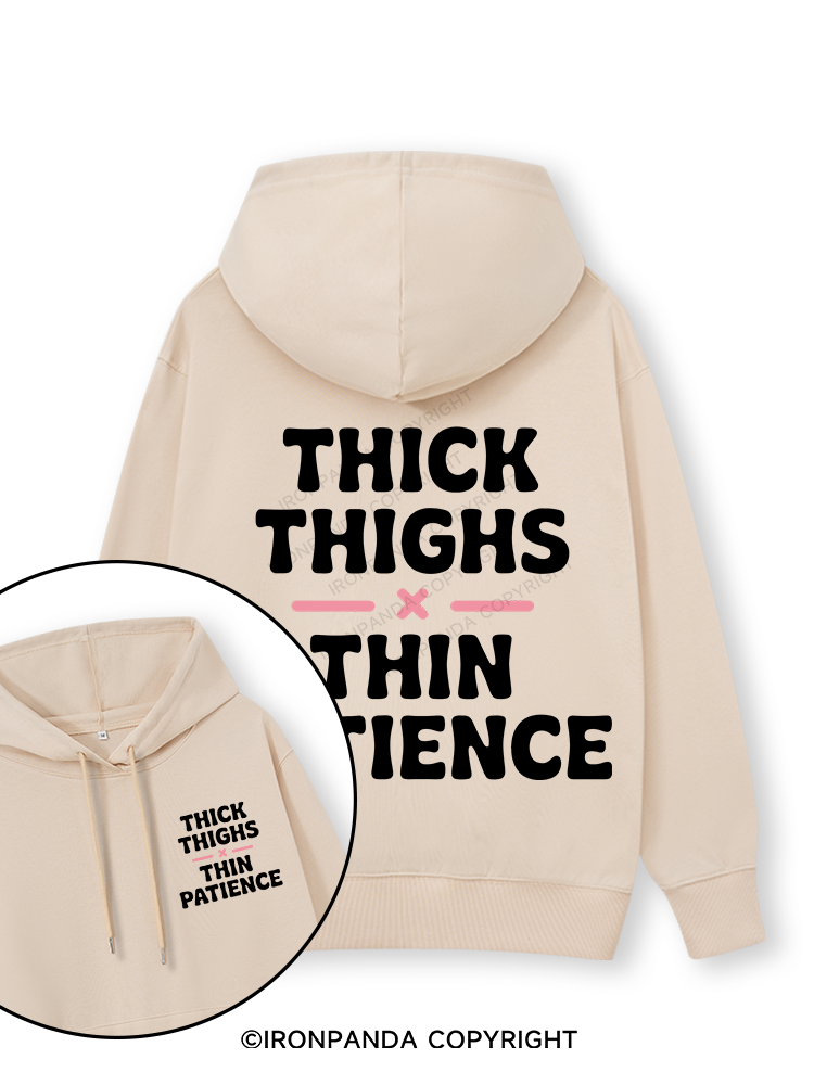 THICK THIGHS × THIN PATIENCE Double-Sided Printed Classic Gym Hoodie