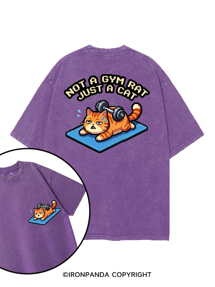 NOT A GYM RAT JUST A CAT printed Gym Shirt