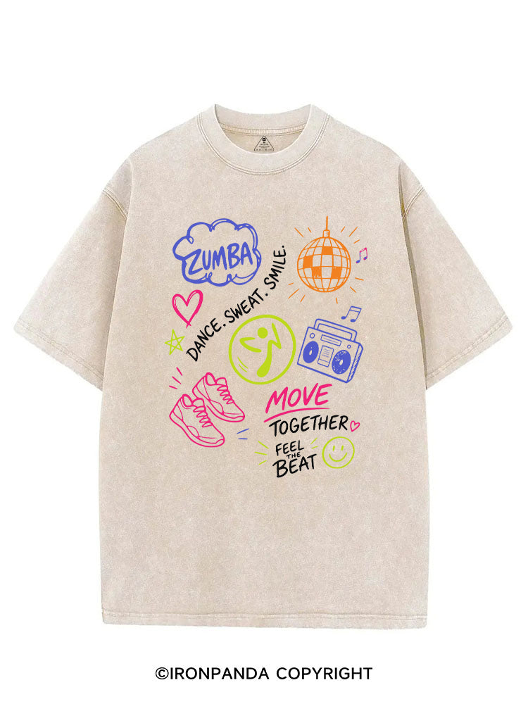 DANCE, SWEAT. SMILE. MOVE TOGETHER FEEL THE BEAT ZUMBA VINTAGE GYM SHIRT