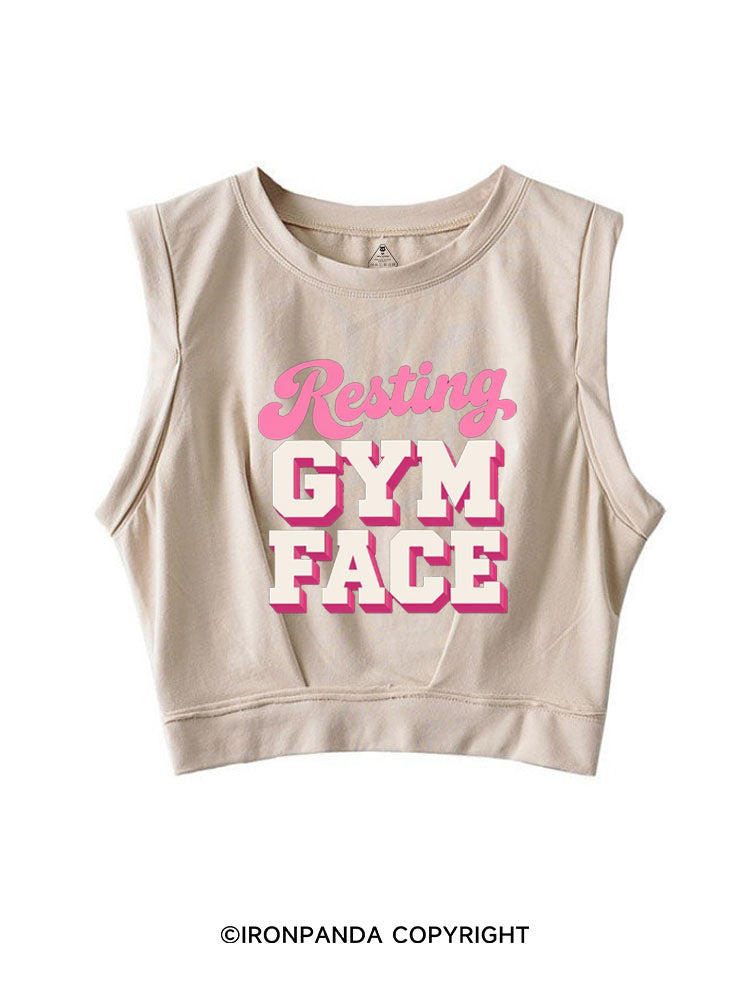 RESTING GYM FACE FUNNY WORKOUT SLEEVELESS CROP TOPS