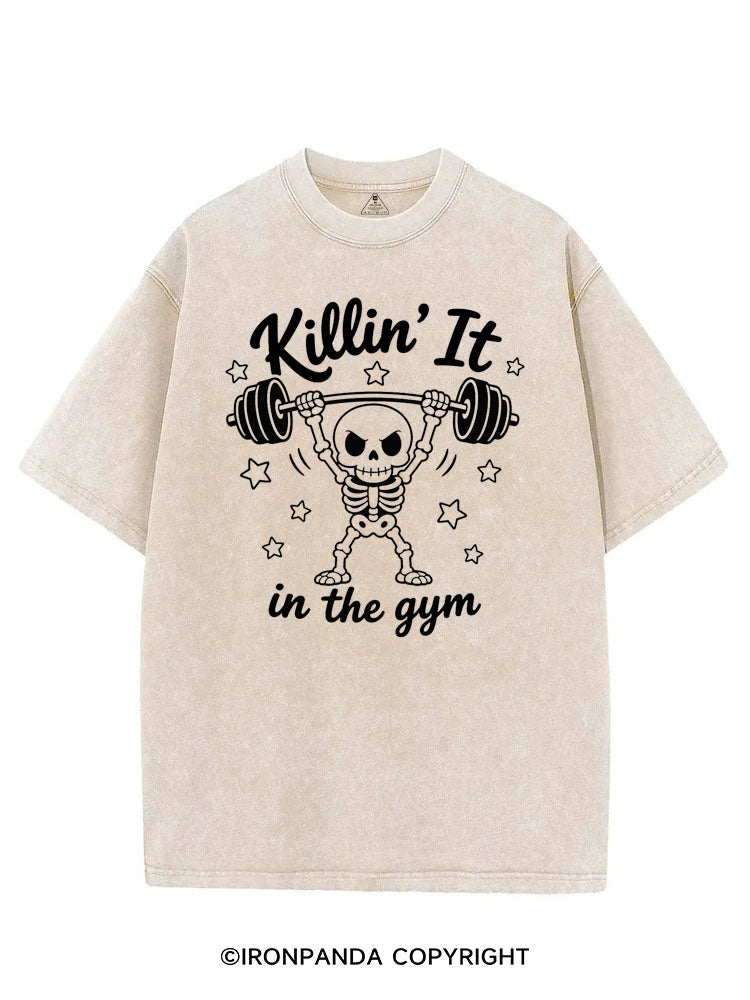 KILLIN' IT IN THE GYM SKELETON VINTAGE GYM SHIRT