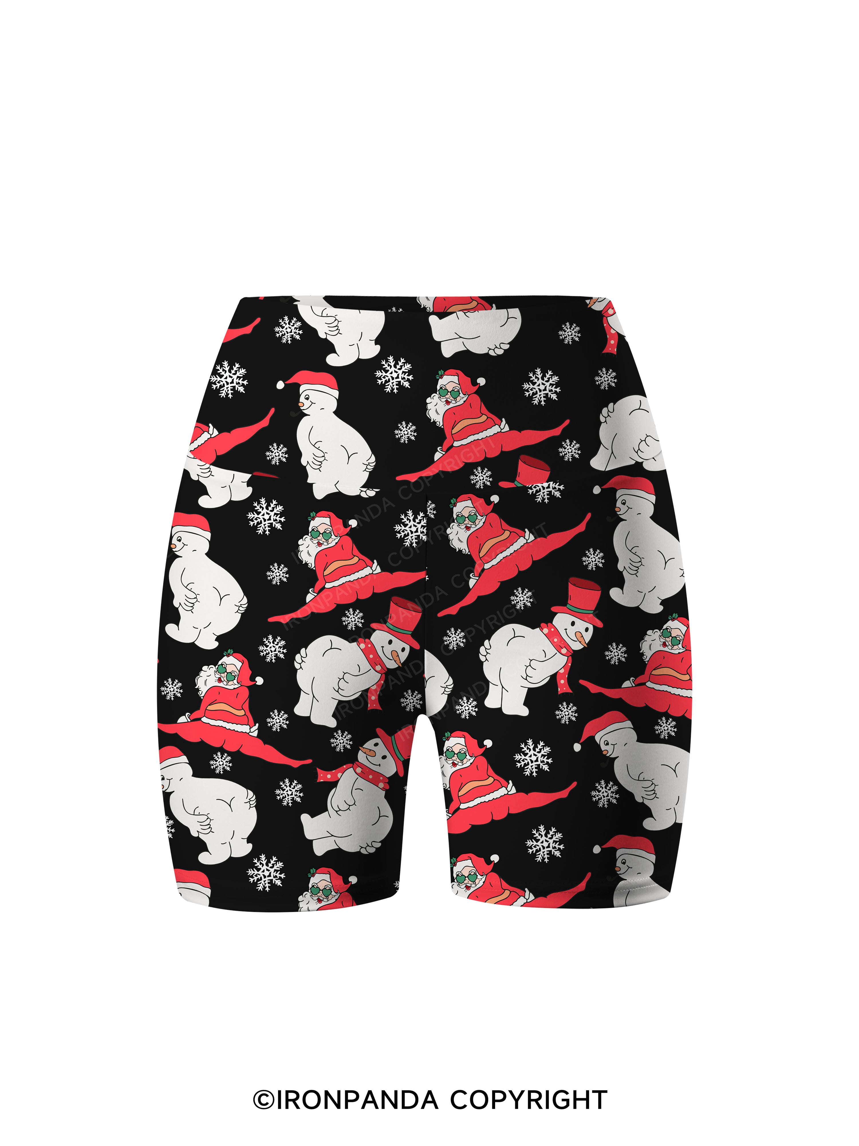 MERRY FITMAS AND A HAPPY NEW REAR Printed Yoga Cycling Shorts
