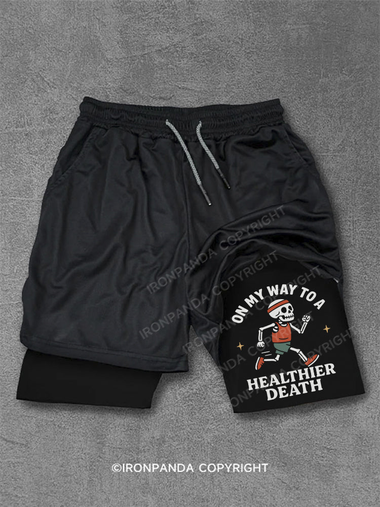On My Way to a Healthier Death Skeleton Running Performance Training Shorts