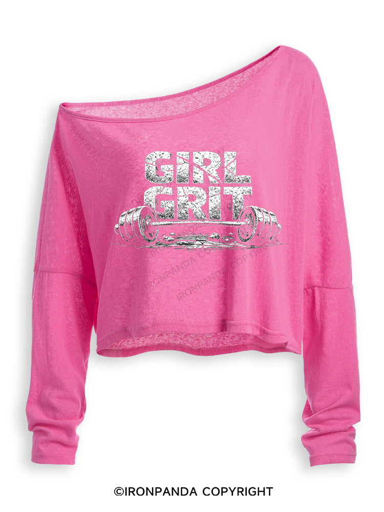 GIRL GRIT Off Shoulder Long Sleeve Crop Top