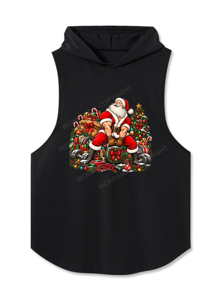 Muscular Santa Kettlebell Hooded Tank