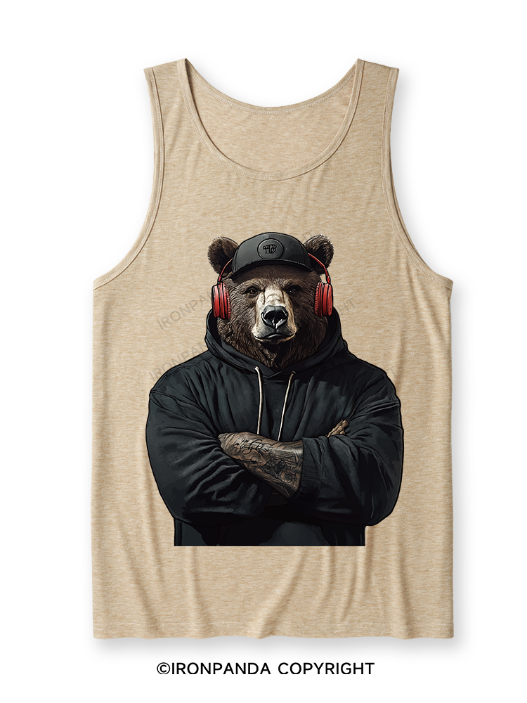 Bear with headphones Ultra Soft Heather Tank