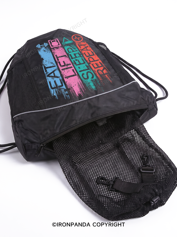 EAT,LIFT,SLEEP,REPEAT Gym Drawstring Bag